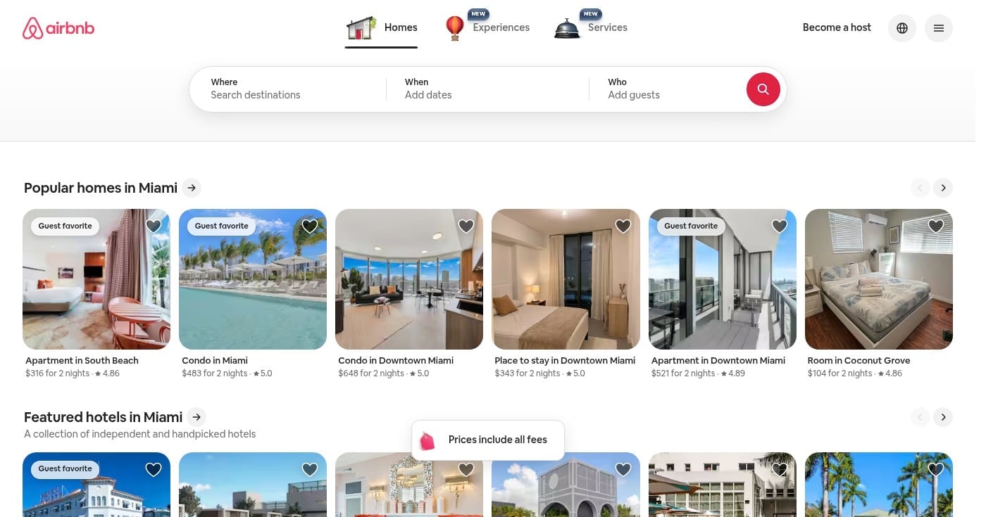 Airbnb website screenshot