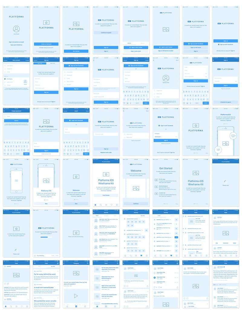 Platforma – iOS XD Wireframing Kit (Premium)