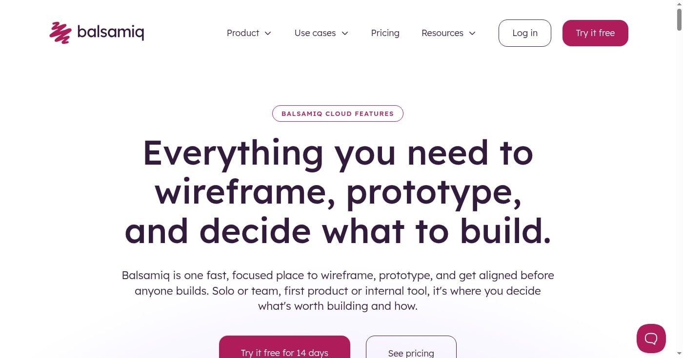Balsamiq AI wireframe generator homepage