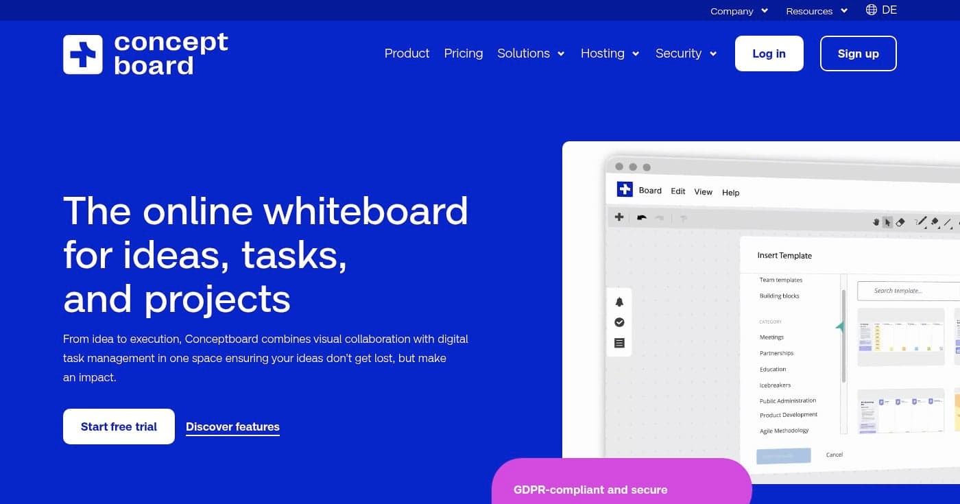Conceptboard GDPR-compliant whiteboard for enterprise teams