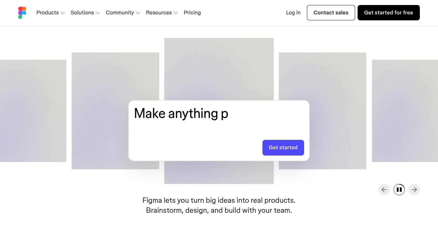Figma design tool homepage