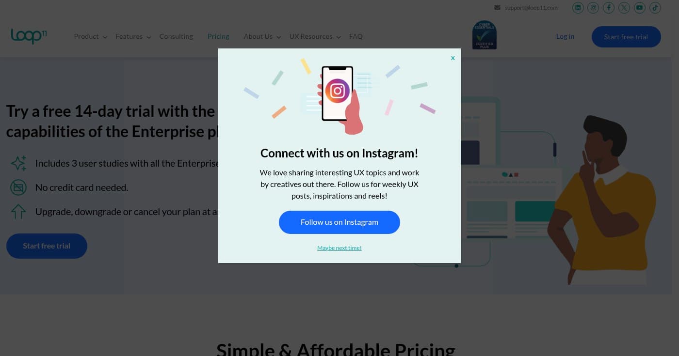 Screenshot of Loop11 homepage