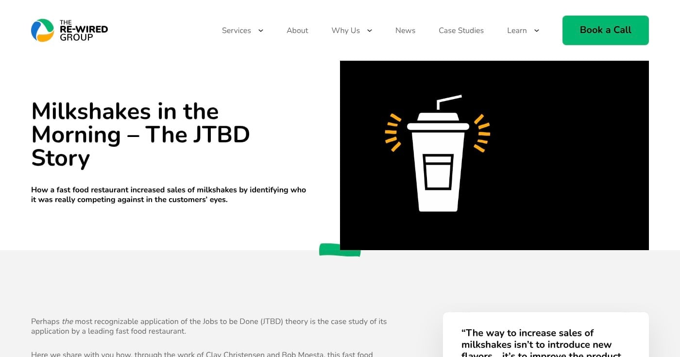 McDonald's milkshake JTBD case study — The Re-Wired Group