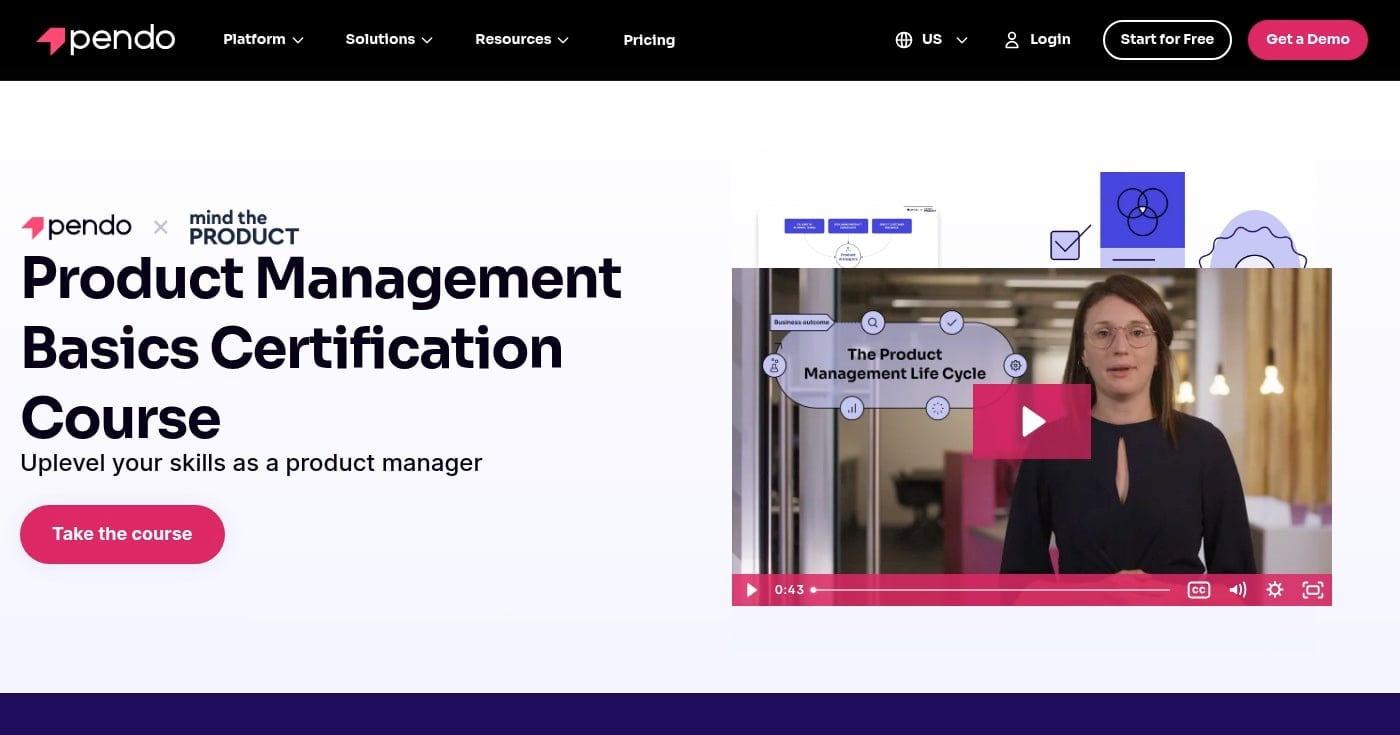 Pendo PM Basics Certification page