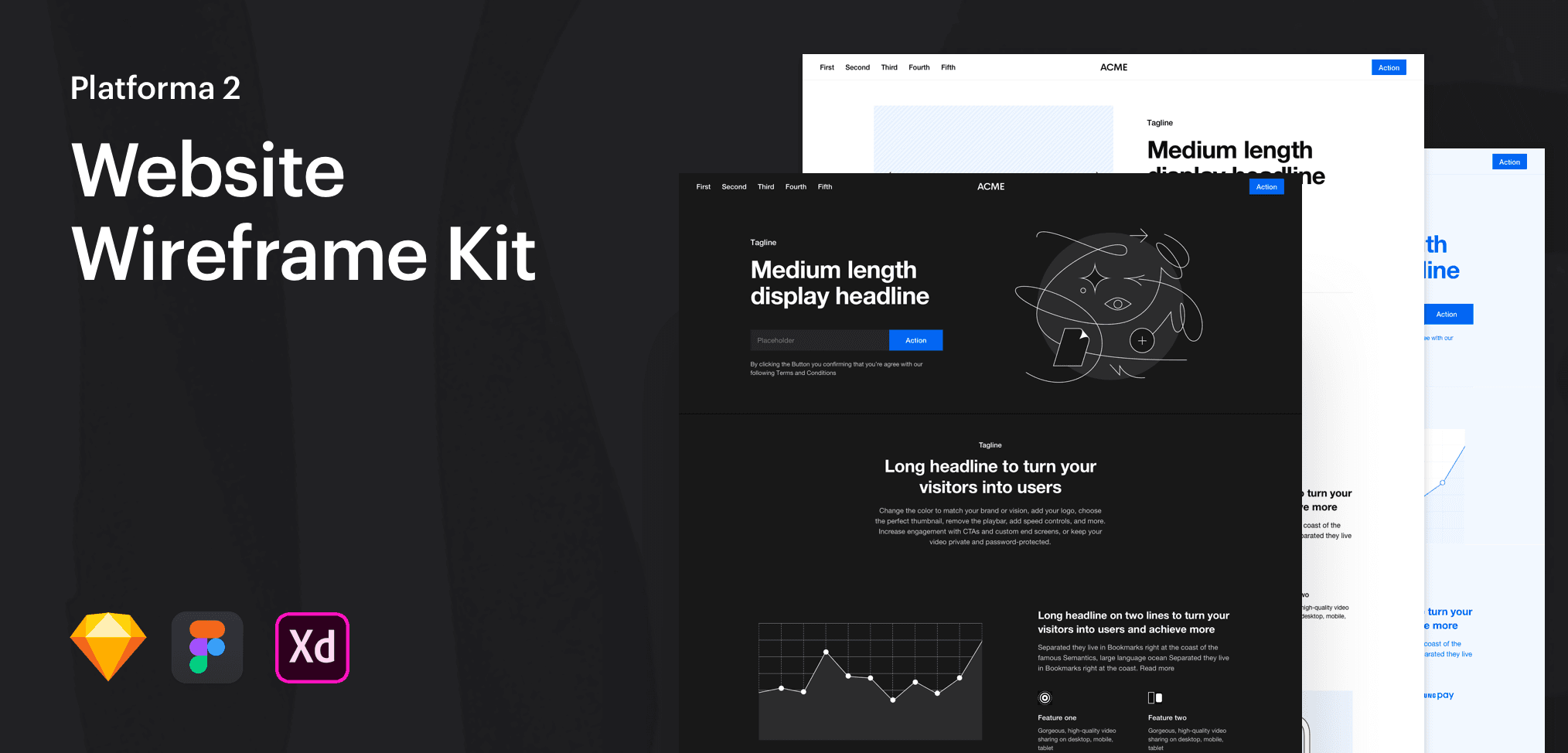 Platforma 2 – Web XD Wireframe Kit (Premium)