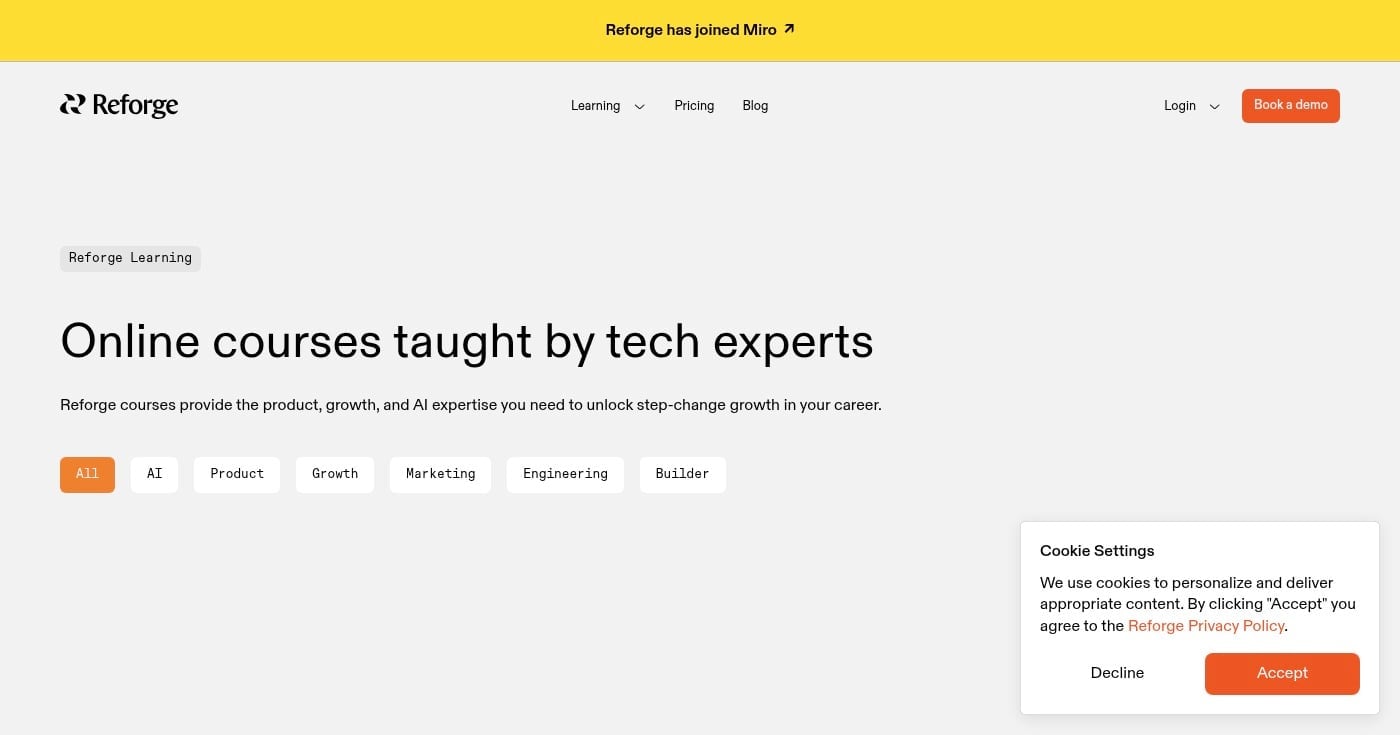 Reforge courses page