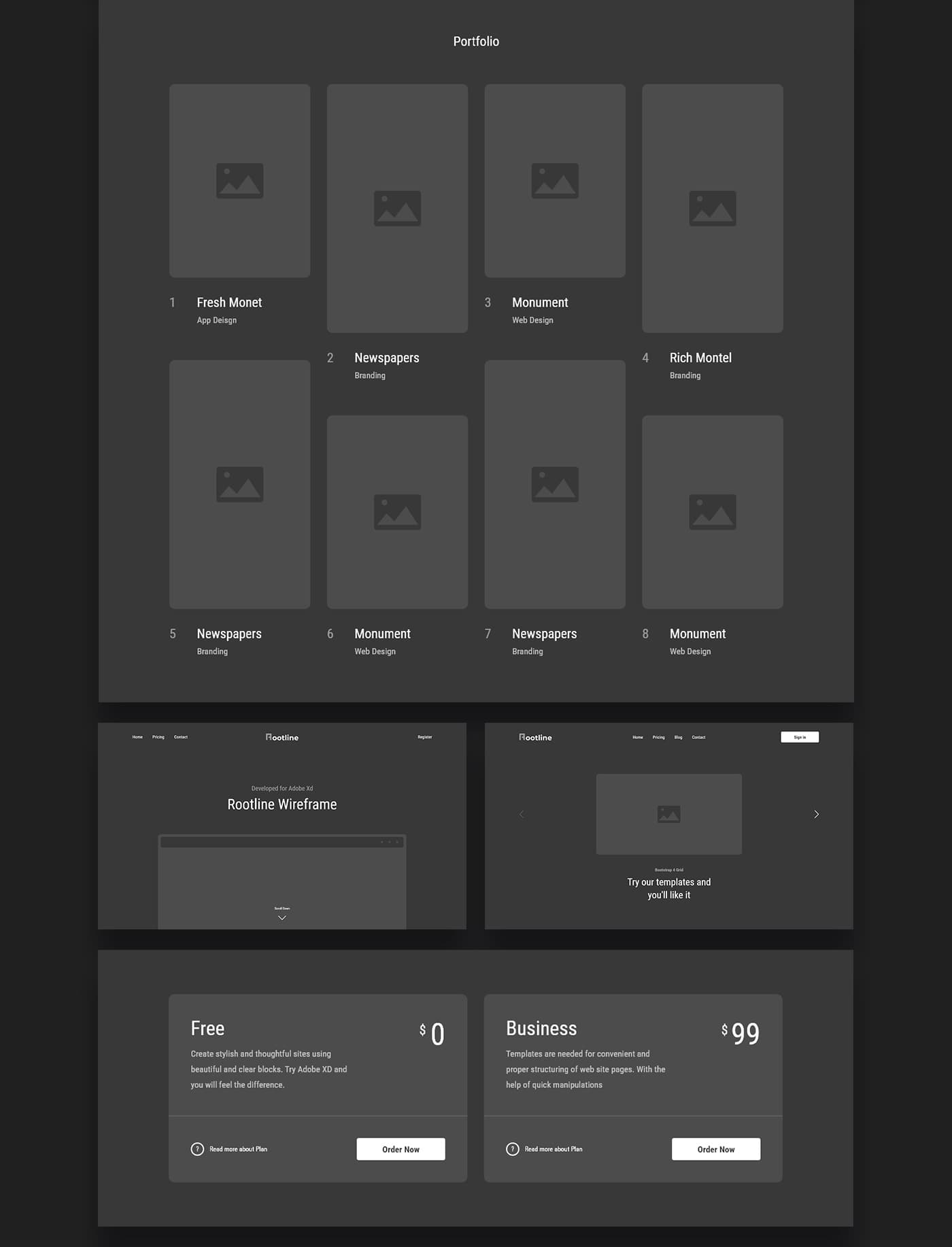 Rootline Wireframe UI Kit