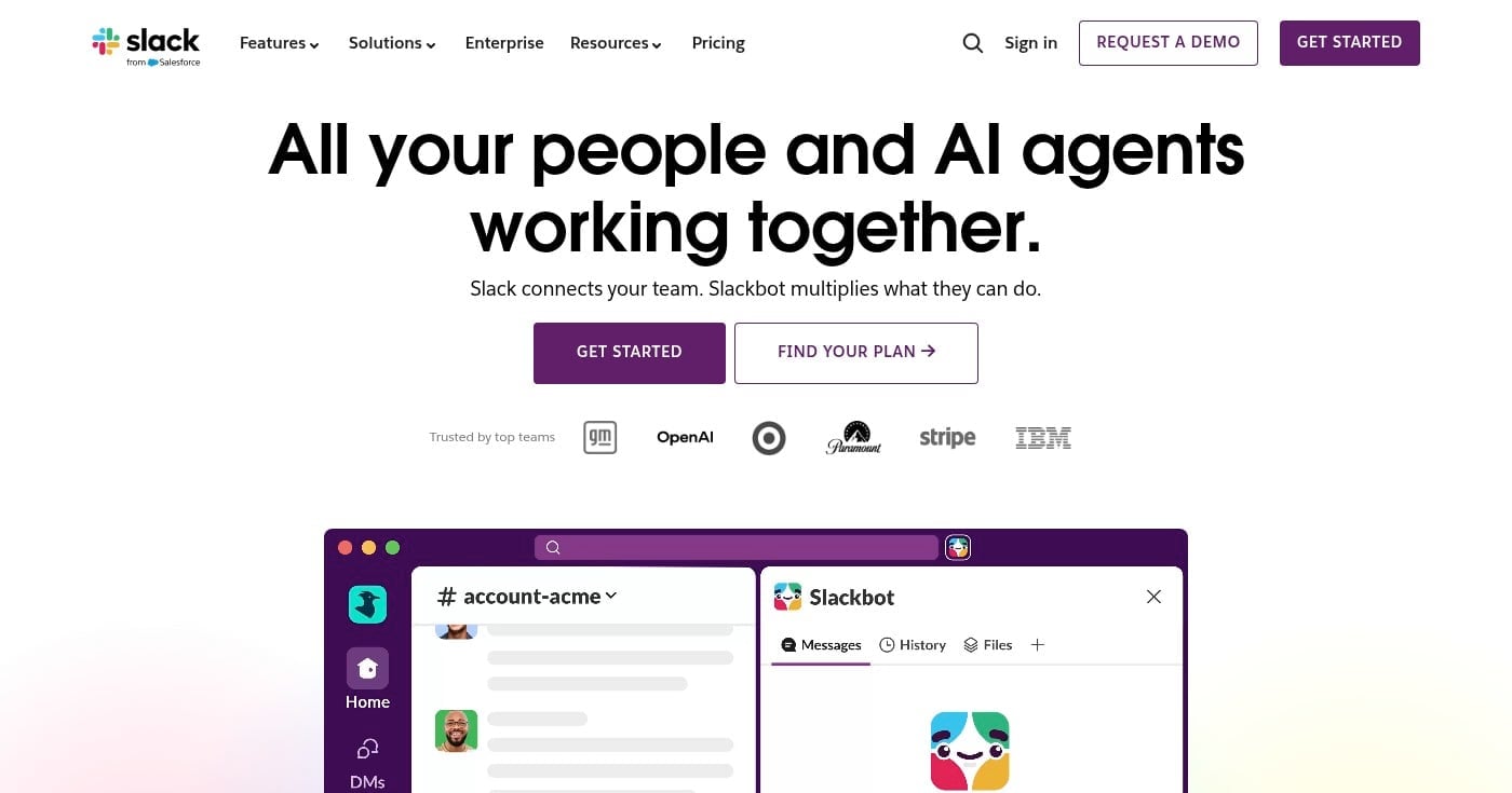 Slack homepage screenshot