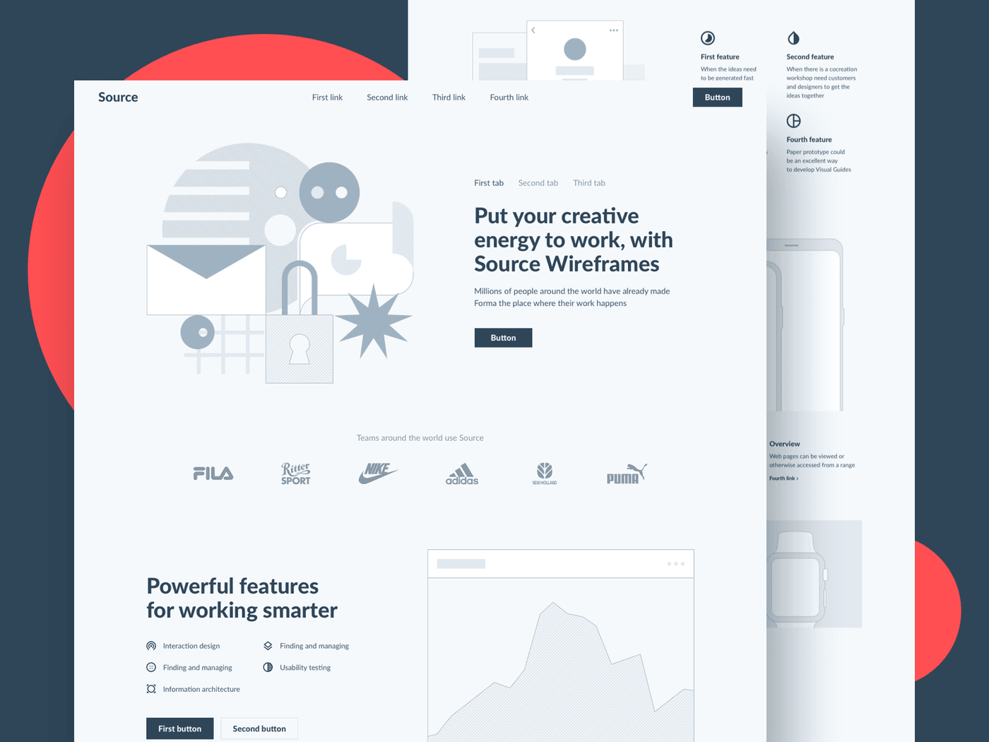 Source Wireframe Kit for Adobe XD (Premium)