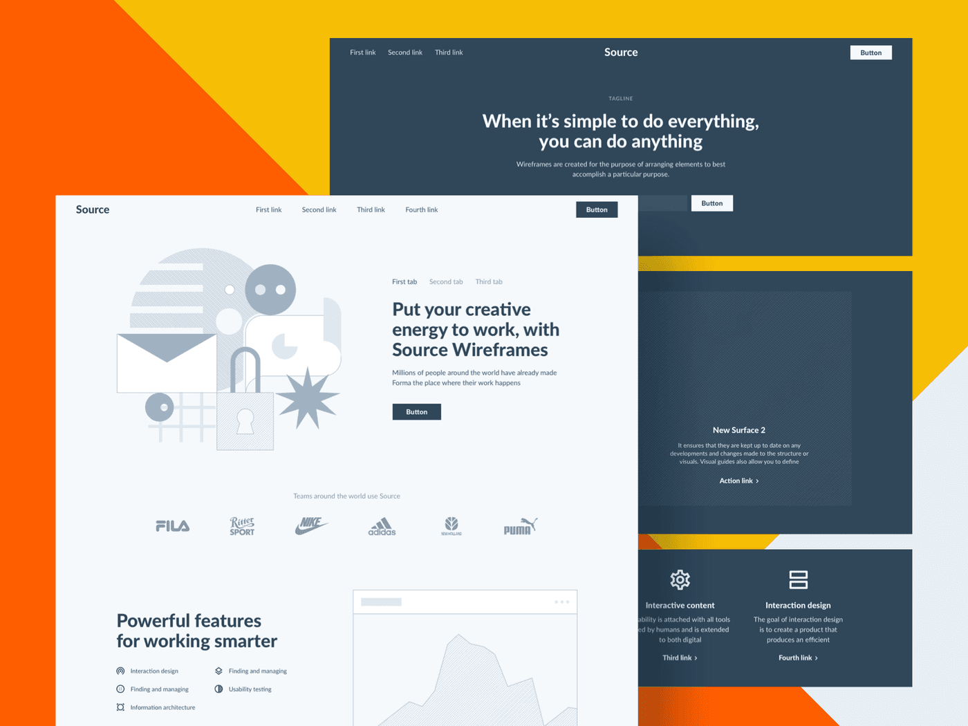 Source Wireframe Kit for Adobe XD (Premium)