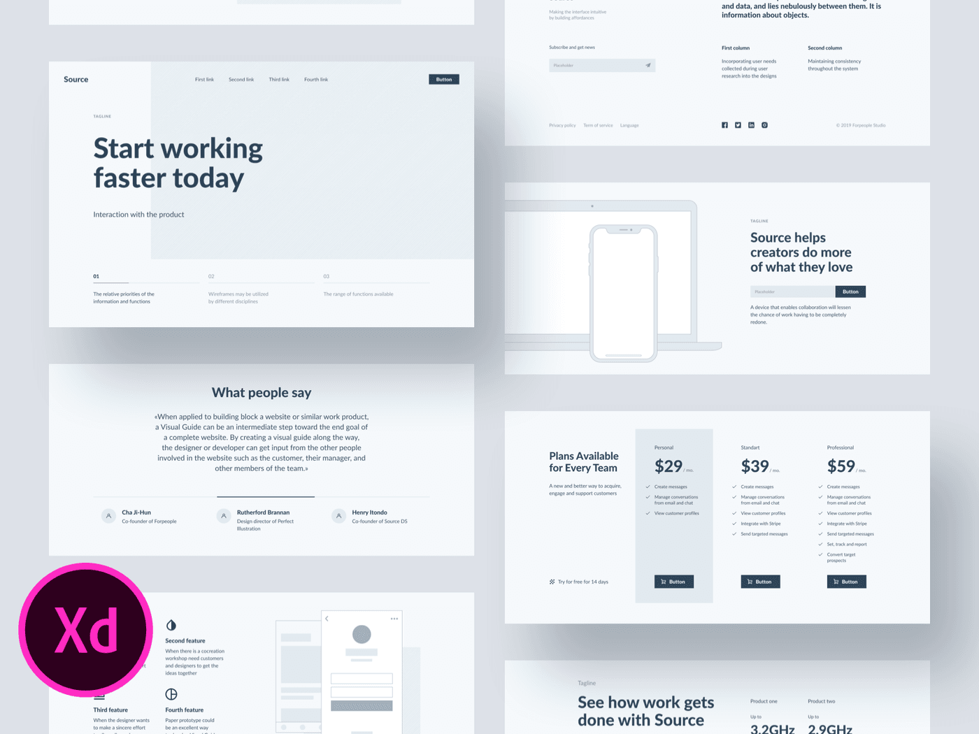Source Wireframe Kit for Adobe XD (Premium)