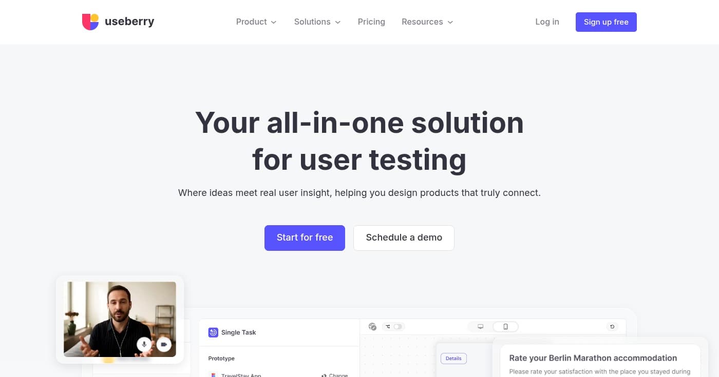 Screenshot of Useberry homepage