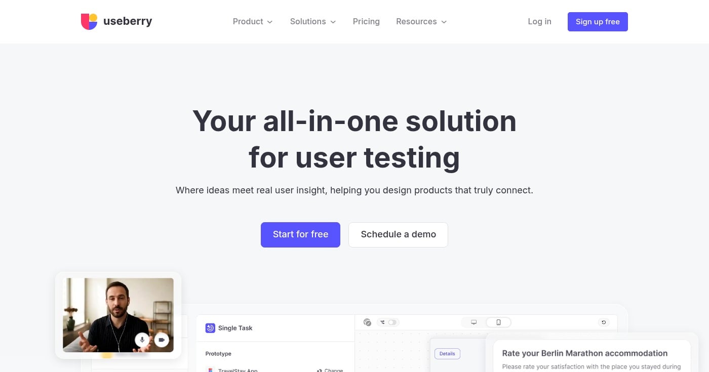 Screenshot of Useberry homepage