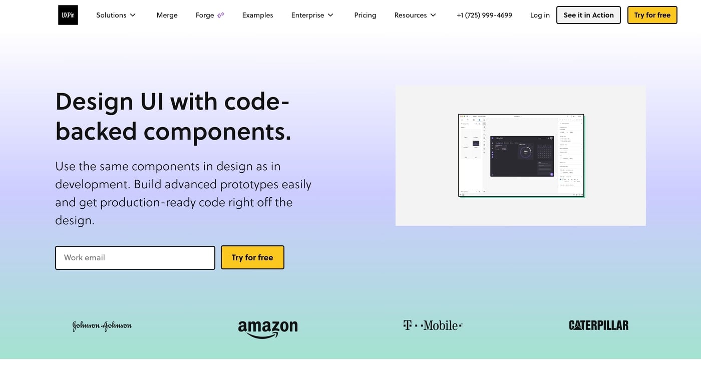 UXPin AI prototyping and wireframe generator homepage
