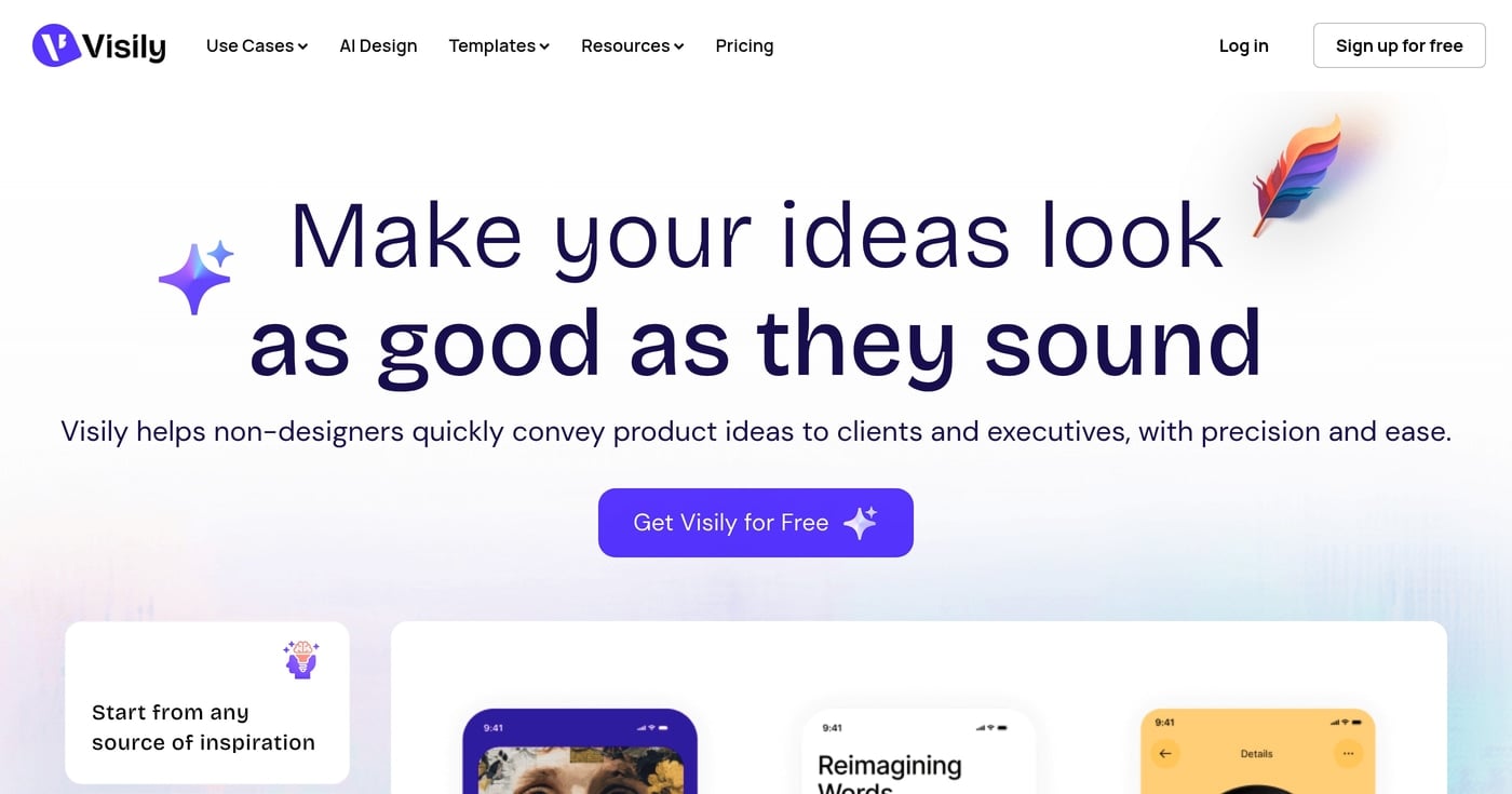 Visily AI wireframe generator homepage