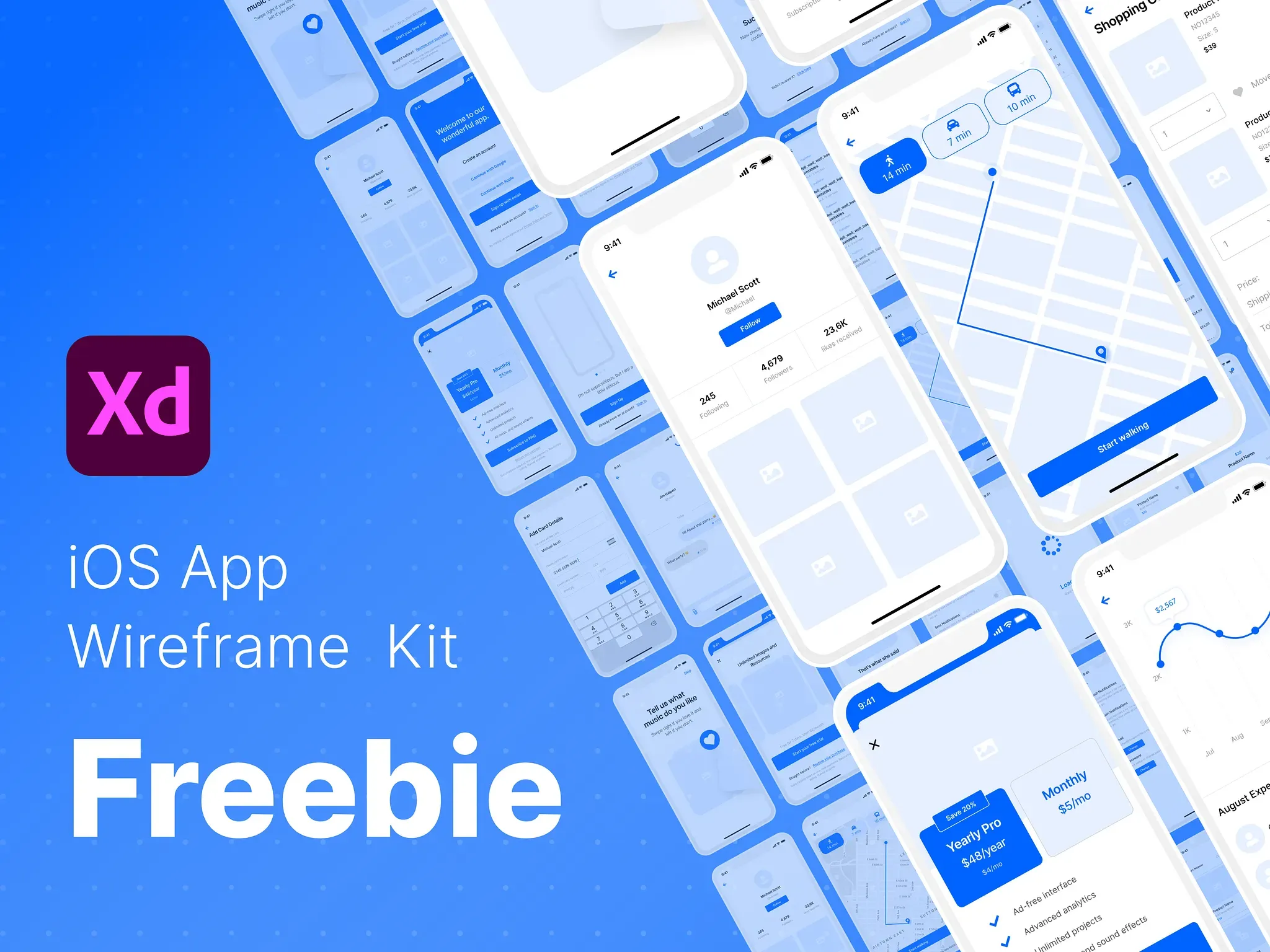 Free XD Wireframe Kit for iOS