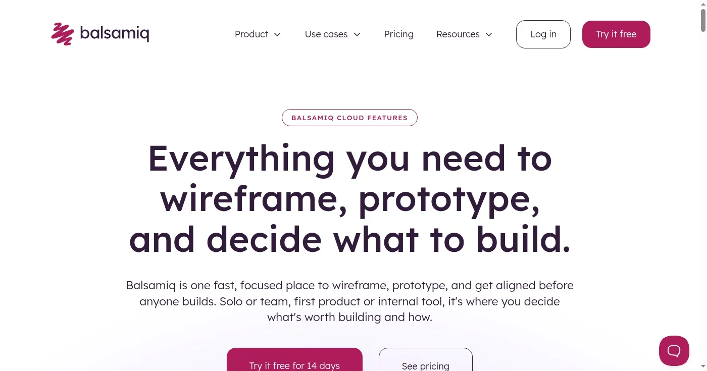 Balsamiq AI wireframe generator homepage