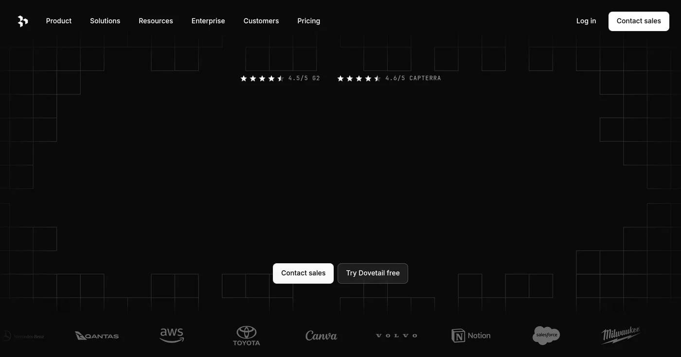 Dovetail homepage