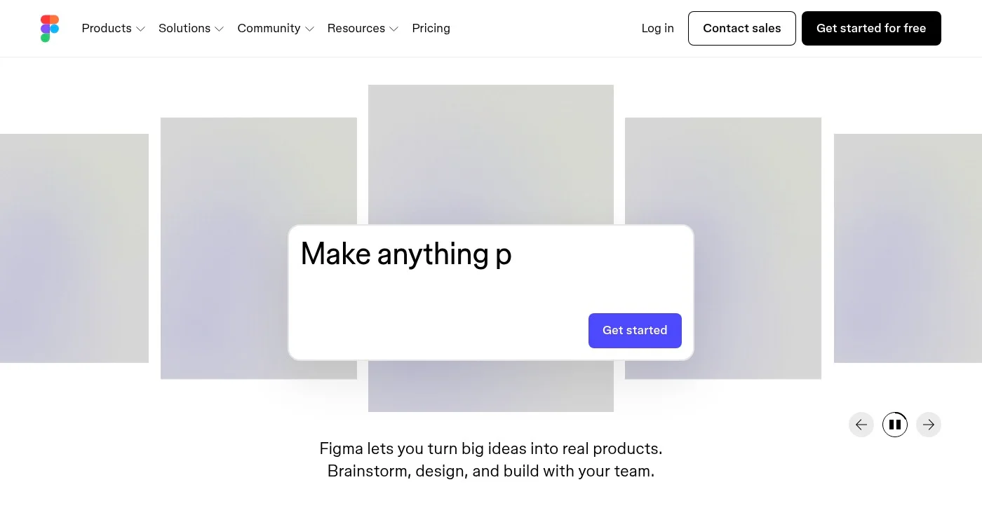 Figma design tool homepage