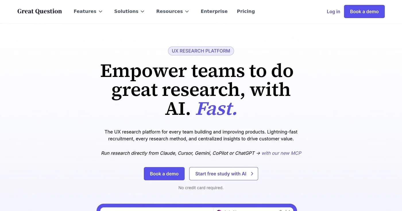 Great Question homepage