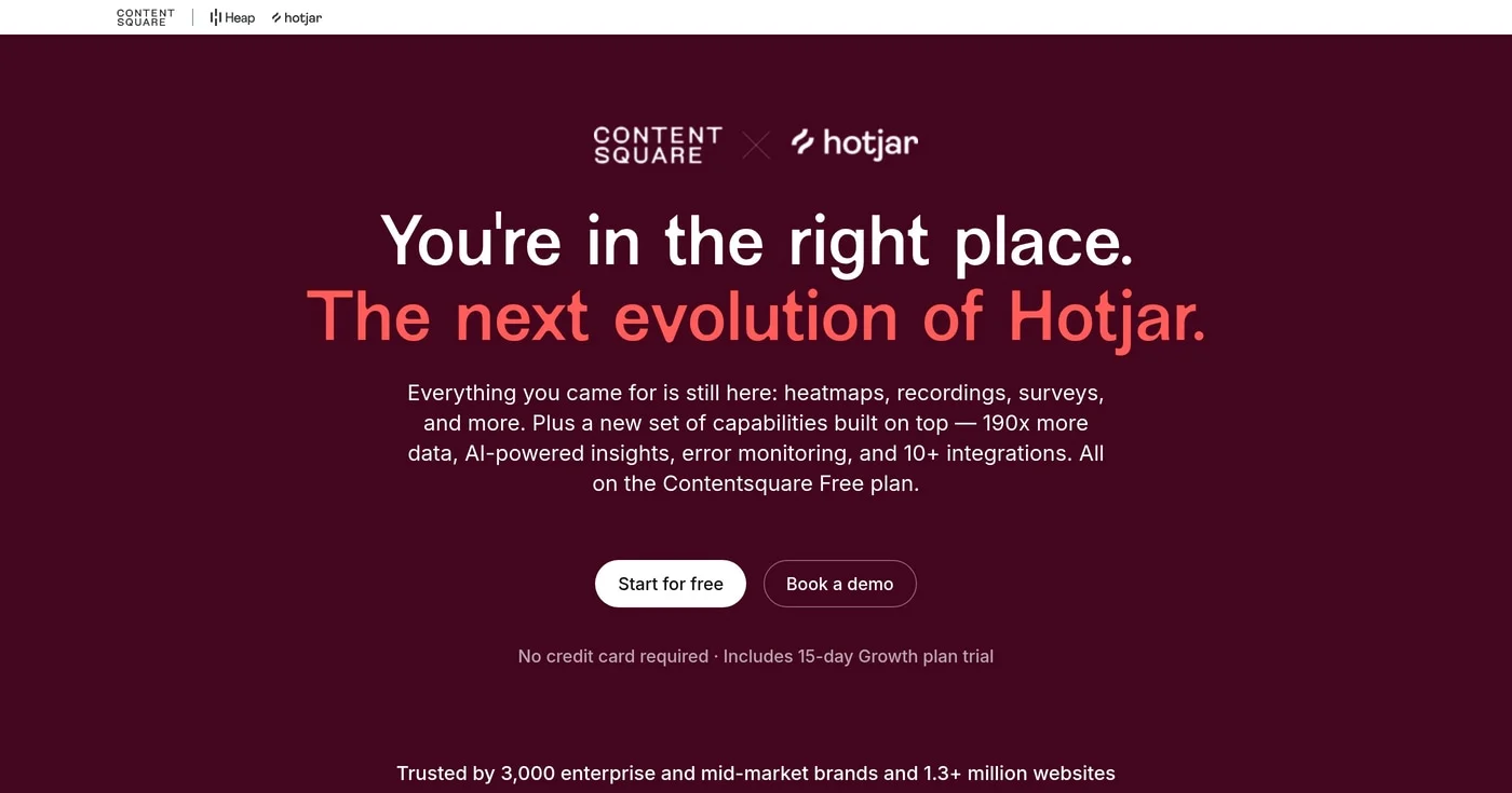 Hotjar product home on Contentsquare