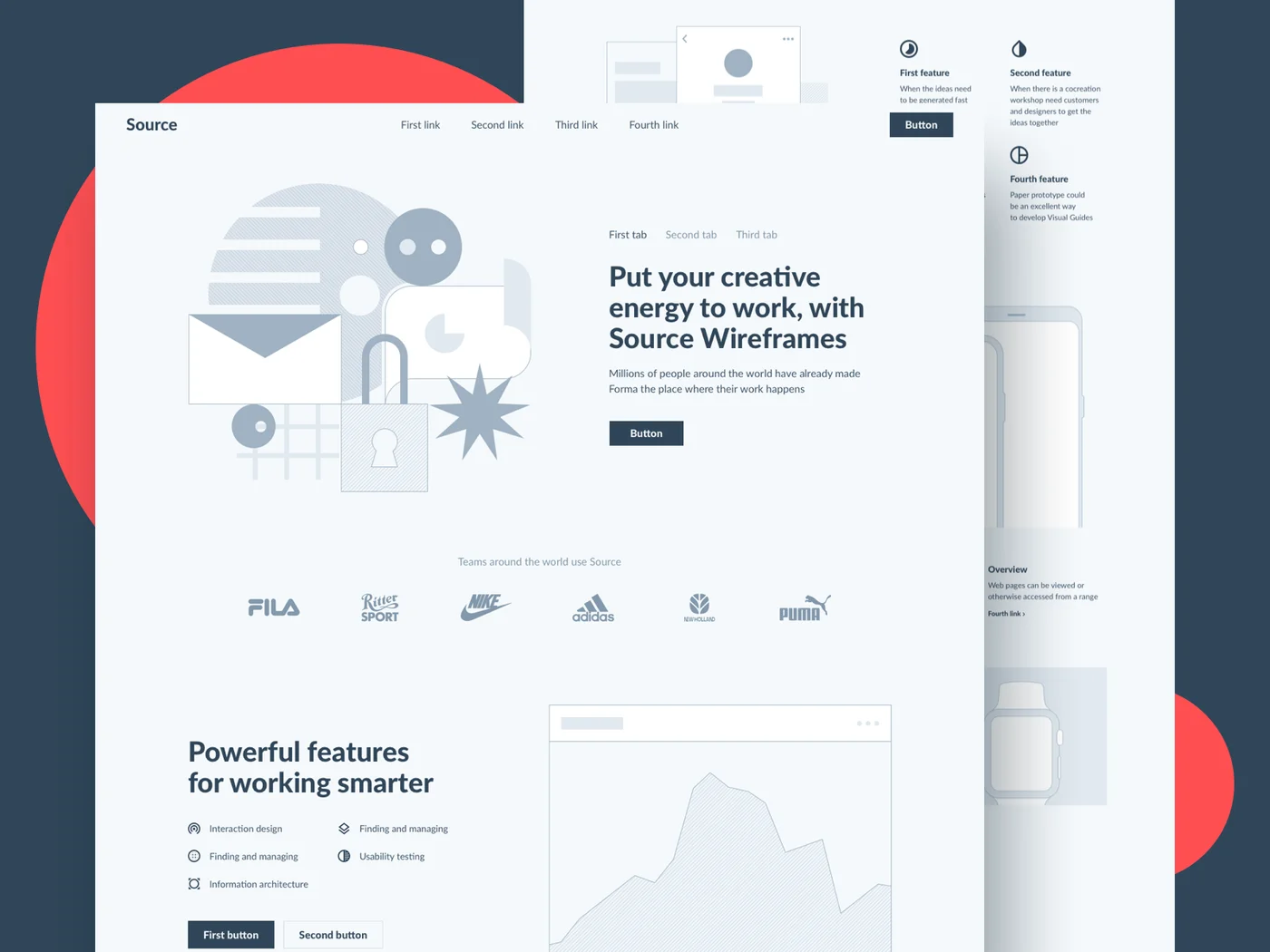 Source Wireframe Kit for Adobe XD (Premium)