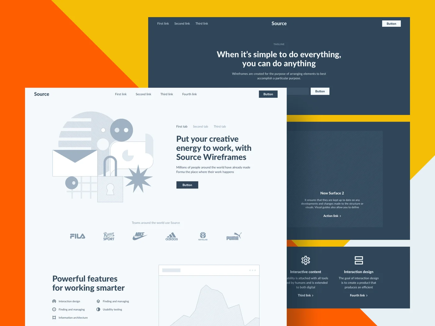 Source Wireframe Kit for Adobe XD (Premium)