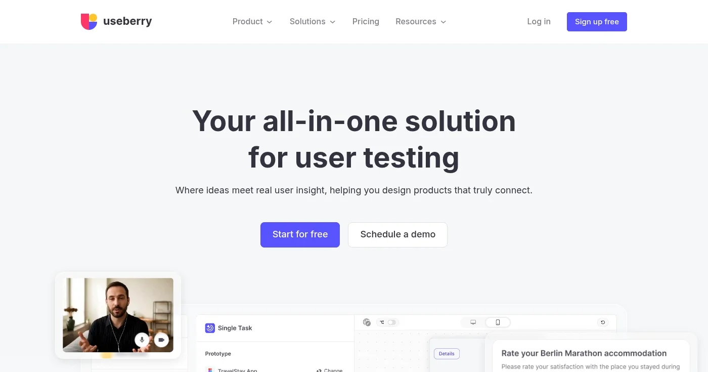 Screenshot of Useberry homepage