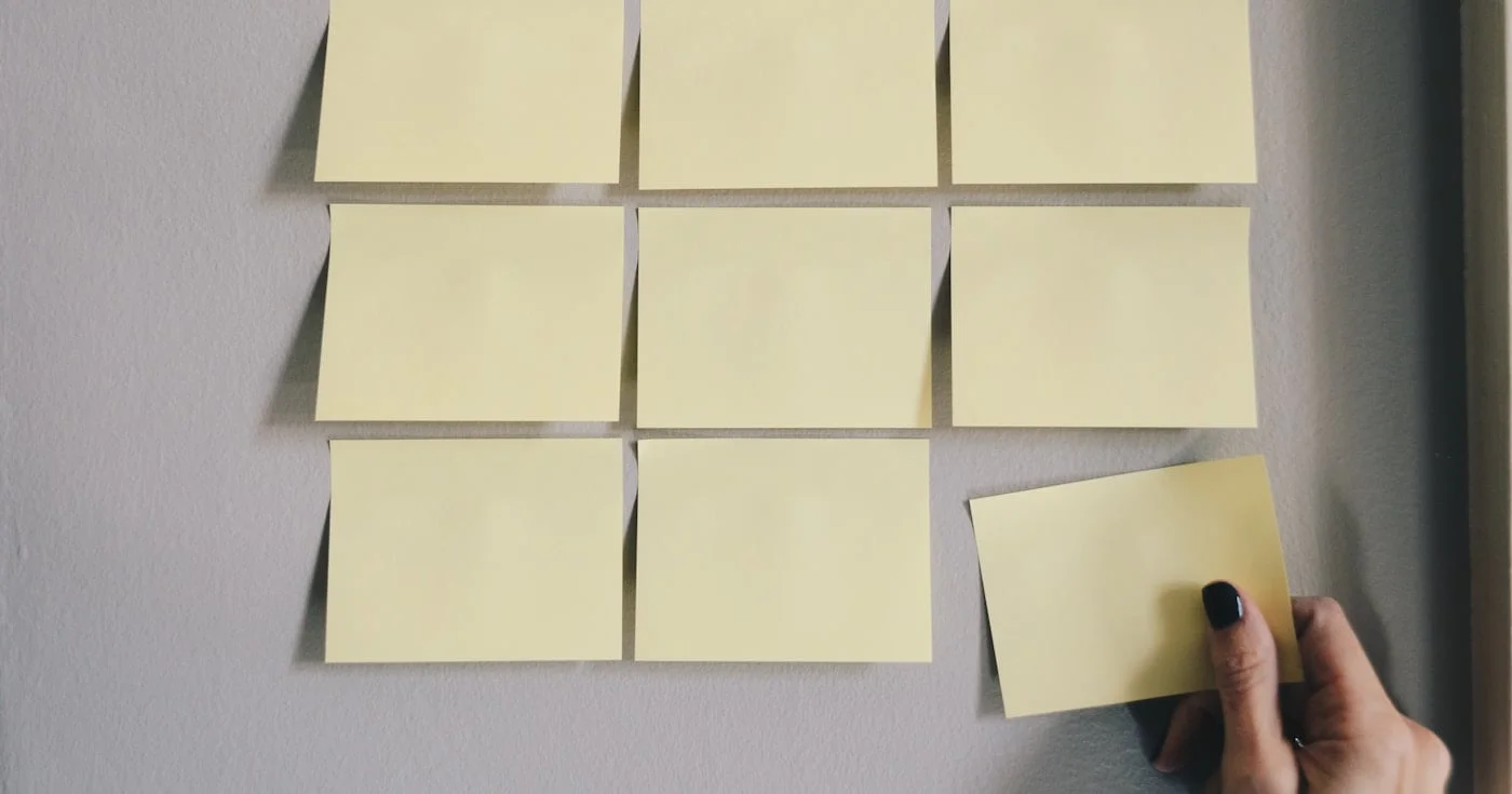 Sticky notes on a planning board