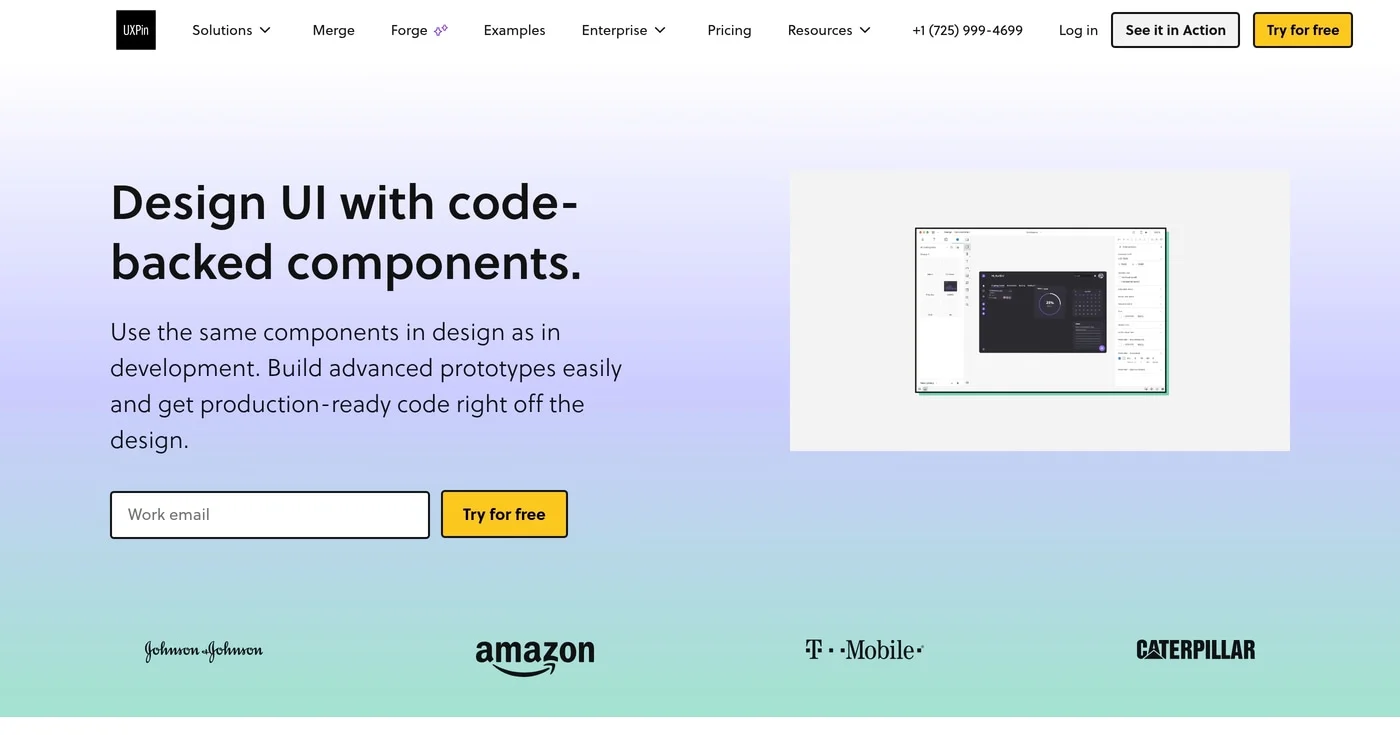 UXPin AI prototyping and wireframe generator homepage