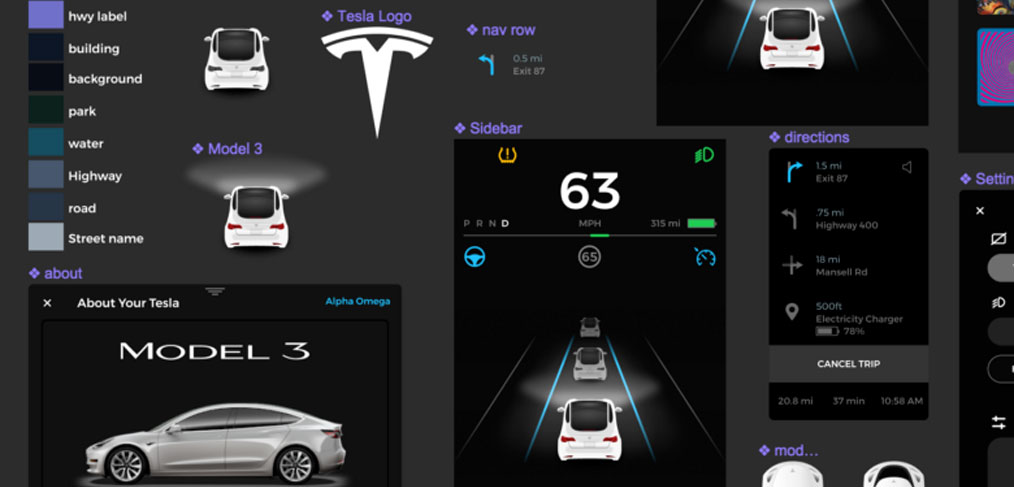 Tesla Model 3 Figma UI kit