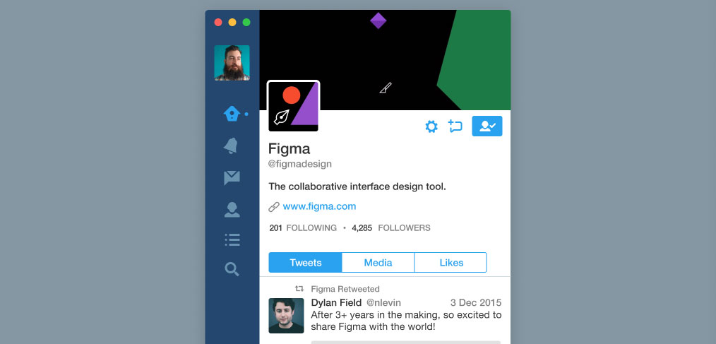 Twitter app screen made with Figma