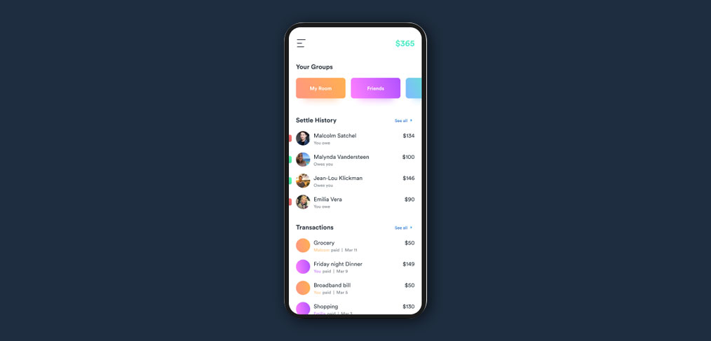 Group expense manager UI concept