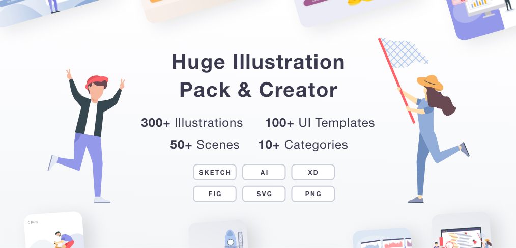 Huge illustration pack & creator (Premium)