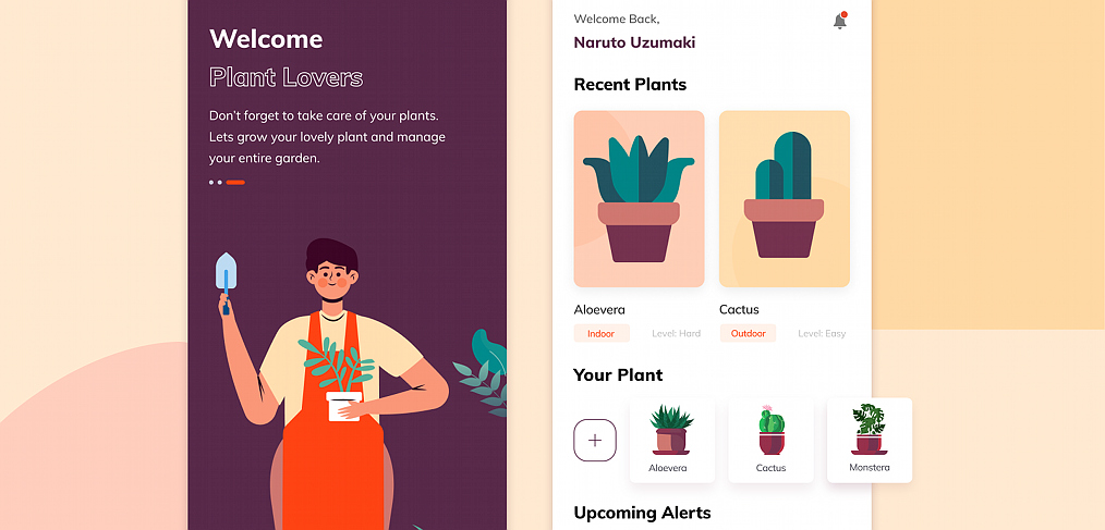 Plant lovers app template for Figma
