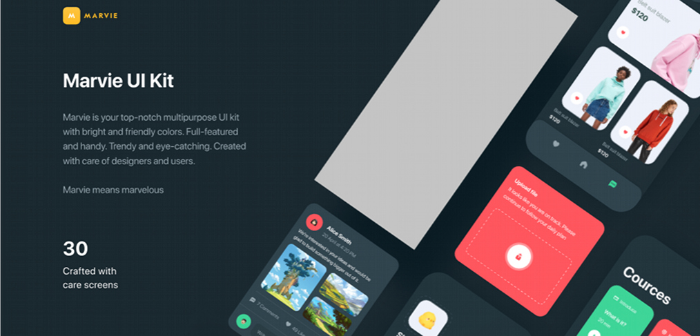 Marvi – Free Dark Figma UI kit