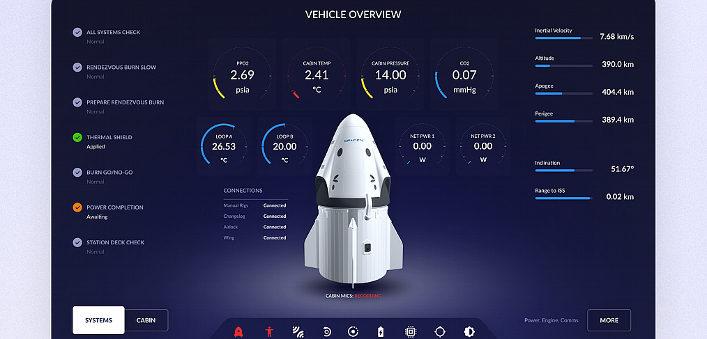 SpaceX Flight Control UI Figma concept