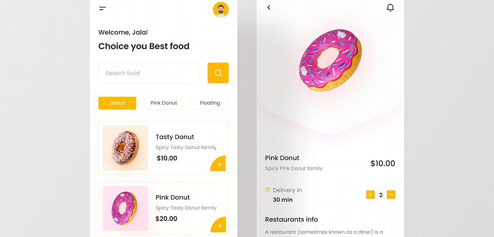 Donuts delivery app Figma concept