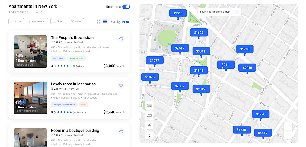 Roommates finder free Figma template