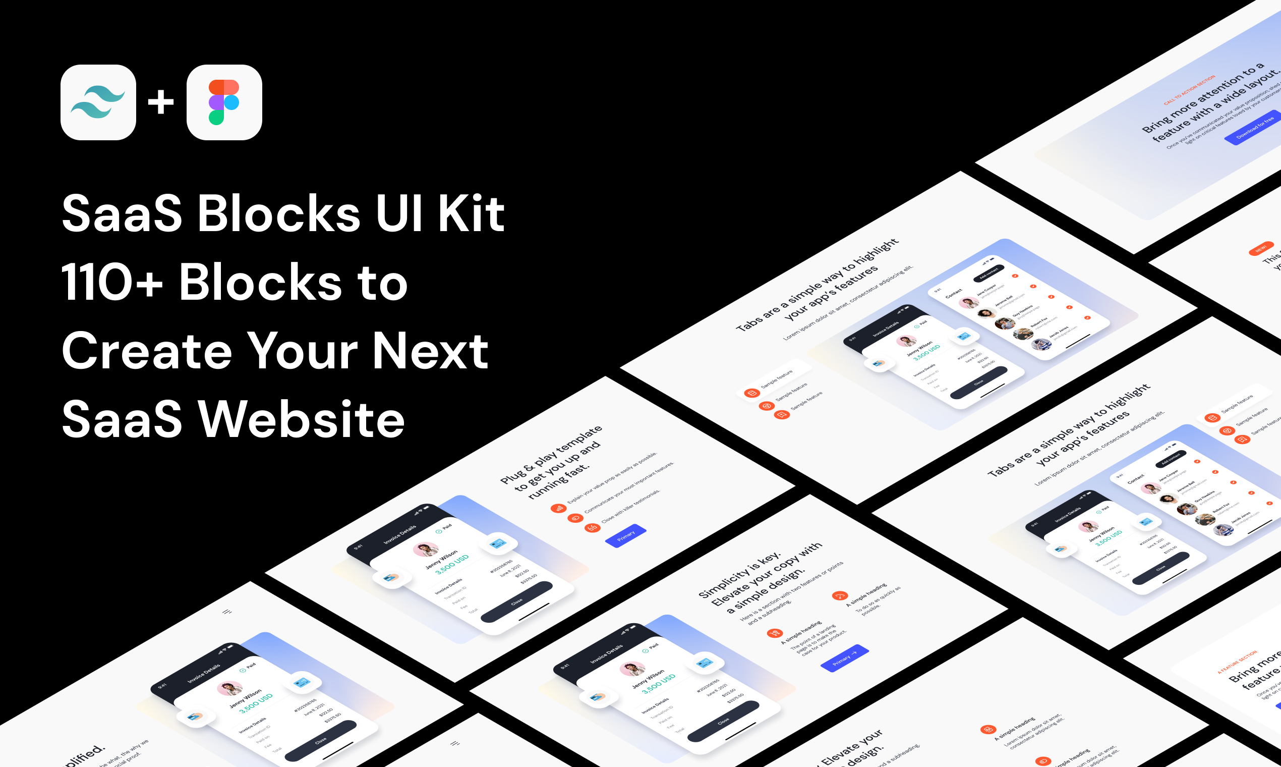 Saas blocks UI kit for Figma and Tailwind CSS