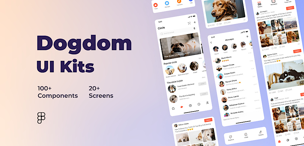 Pets Figma UI kit (free & mobile)