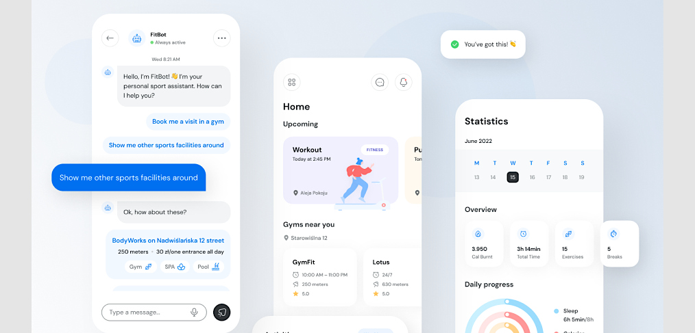 Gym chatbot mobile Figma template