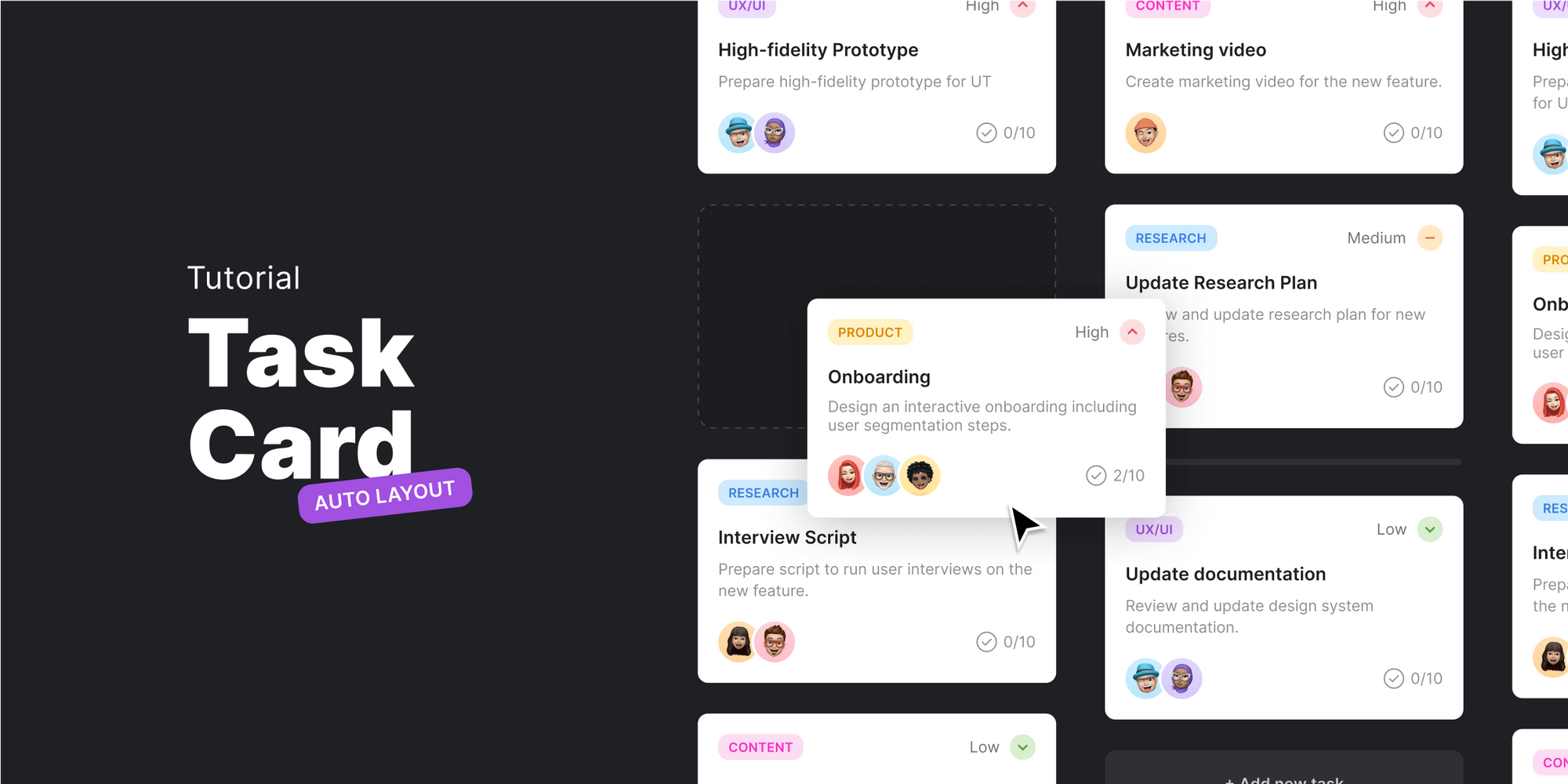 Figma Auto Layout Tutorial: how to design a Task Card