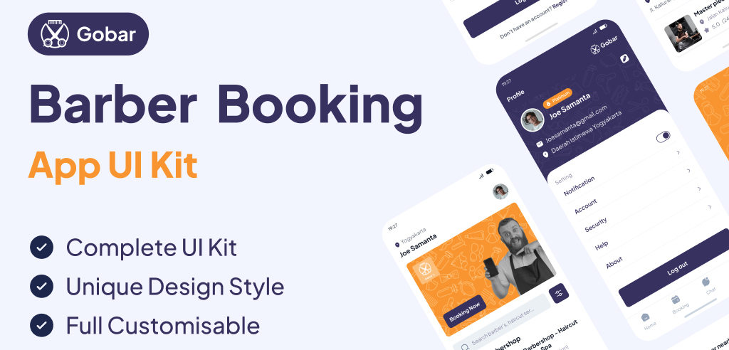Barber app free Figma template