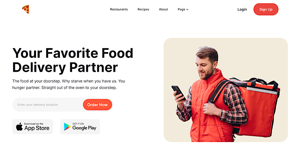 Food delivery Figma website template