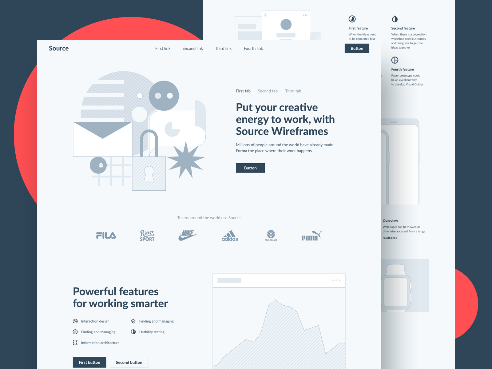 Source Wireframe Kit for Adobe XD (Premium)