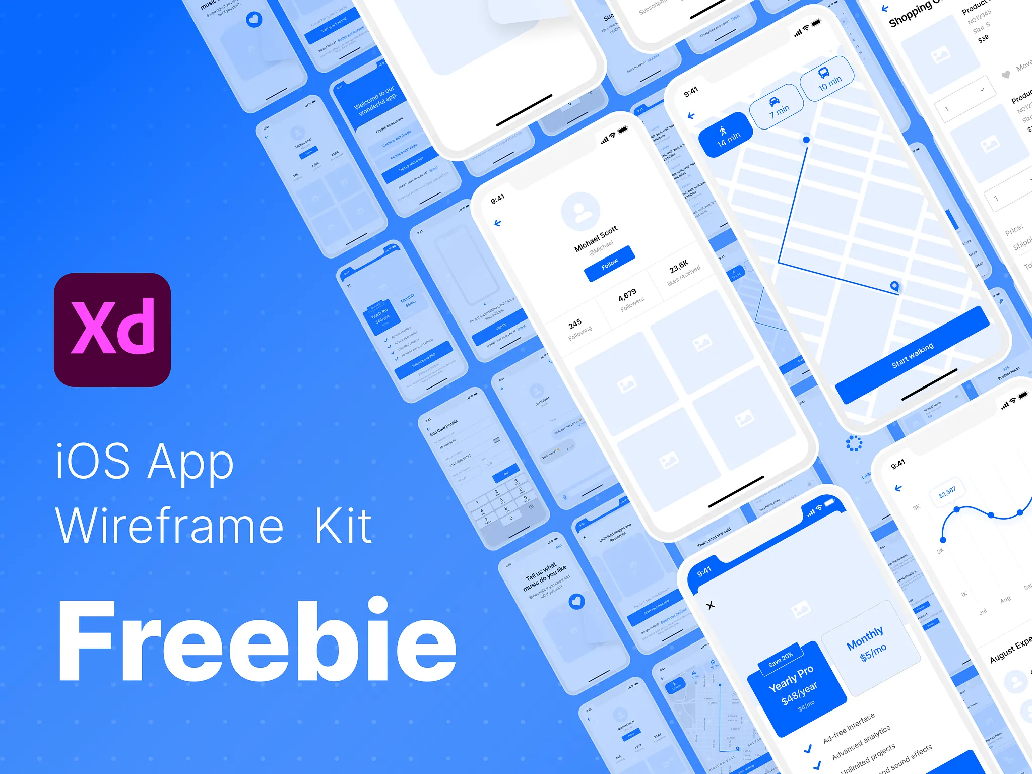 Free XD Wireframe Kit for iOS